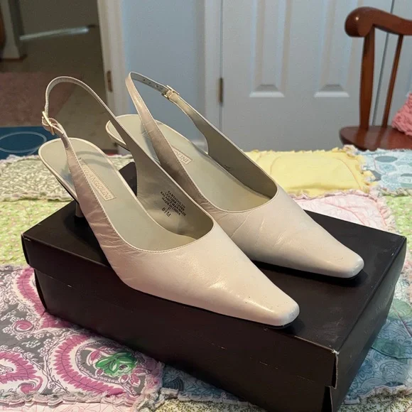 Enzo Angiolini Cream Slingback Heels - Picture 1 of 6